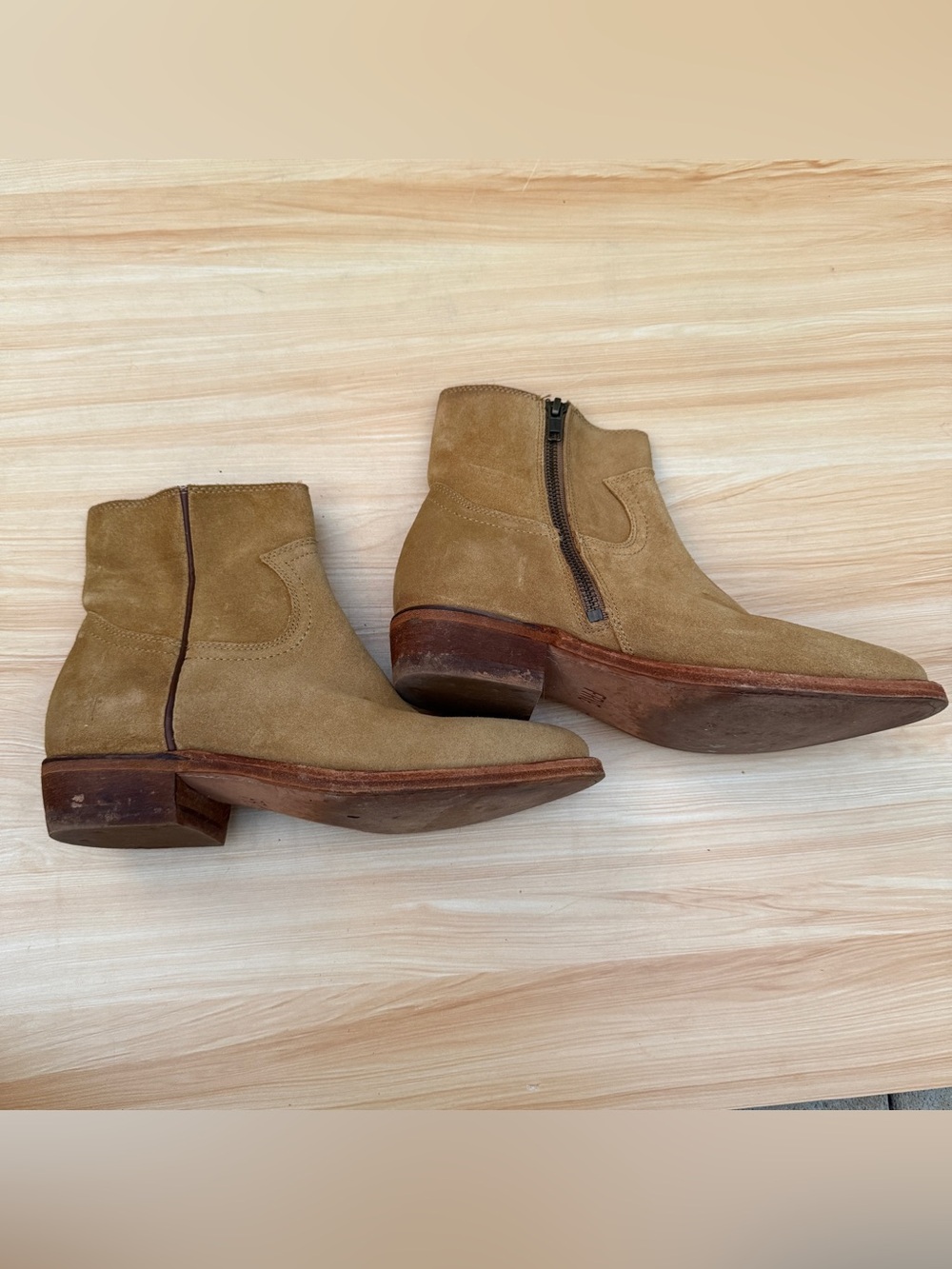 Frye Billy Inside Zip Brown Suede Zipper Bootie Women’s Size 7
